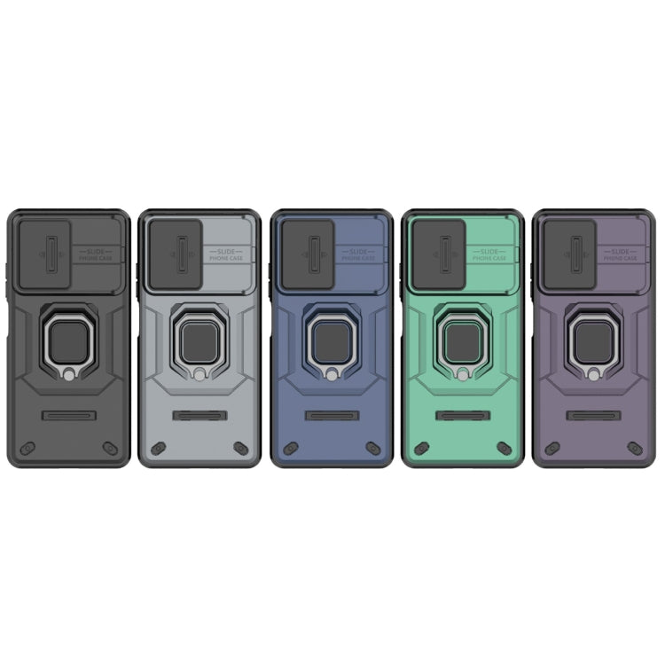 For Xiaomi Redmi Note 12 Pro 5G Global Sliding Camshield TPU + PC Shockproof Phone Case with Holder(Purple) - Xiaomi Cases by PMC TechLife | Online Shopping South Africa | PMC TechLife | Buy Now Pay Later Mobicred
