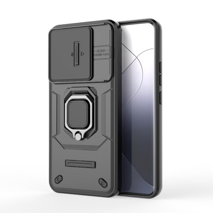 For Xiaomi 14 Pro 5G Sliding Camshield TPU + PC Shockproof Phone Case with Holder(Black) - 14 Pro Cases by PMC TechLife | Online Shopping South Africa | PMC TechLife | Buy Now Pay Later Mobicred