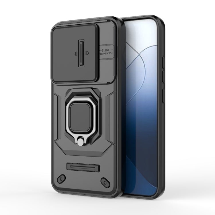 For Xiaomi 14 Sliding Camshield TPU + PC Shockproof Phone Case with Holder(Black) - 14 Cases by PMC TechLife | Online Shopping South Africa | PMC TechLife | Buy Now Pay Later Mobicred