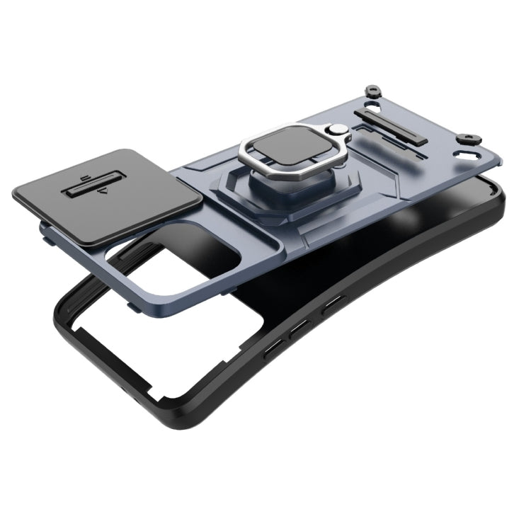 For Xiaomi Redmi K70E 5G Sliding Camshield TPU + PC Shockproof Phone Case with Holder(Grey) - K70E Cases by PMC TechLife | Online Shopping South Africa | PMC TechLife | Buy Now Pay Later Mobicred
