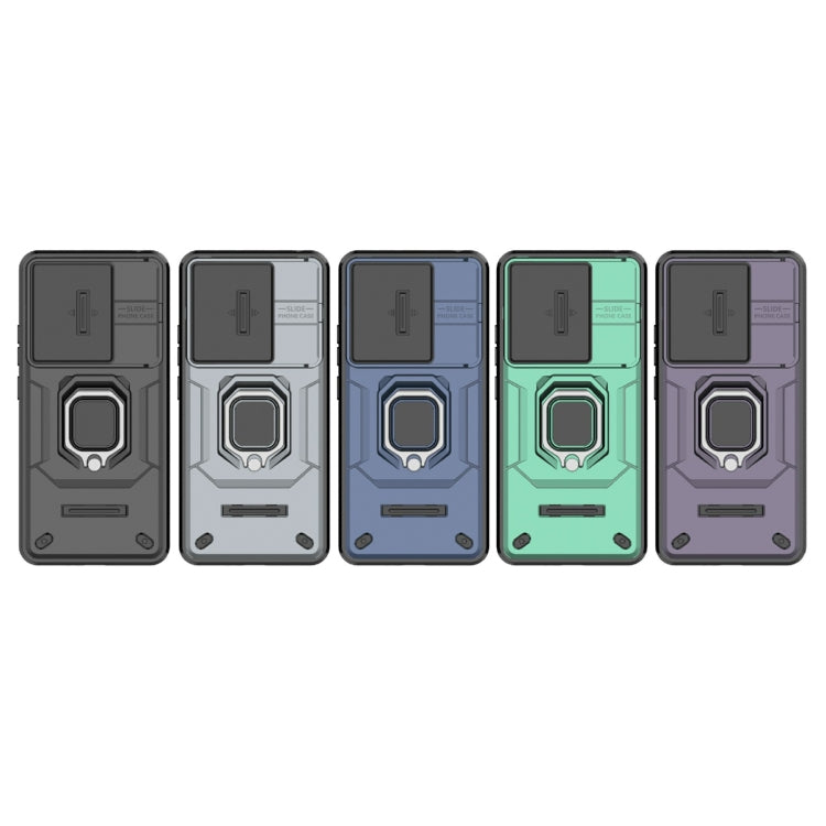 For Xiaomi Redmi Note 13 4G Global Sliding Camshield TPU + PC Shockproof Phone Case with Holder(Grey) - Note 13 Cases by PMC TechLife | Online Shopping South Africa | PMC TechLife | Buy Now Pay Later Mobicred