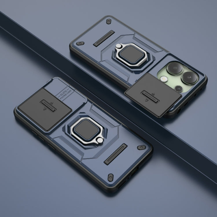 For Xiaomi Redmi Note 13 4G Global Sliding Camshield TPU + PC Shockproof Phone Case with Holder(Blue) - Note 13 Cases by PMC TechLife | Online Shopping South Africa | PMC TechLife | Buy Now Pay Later Mobicred