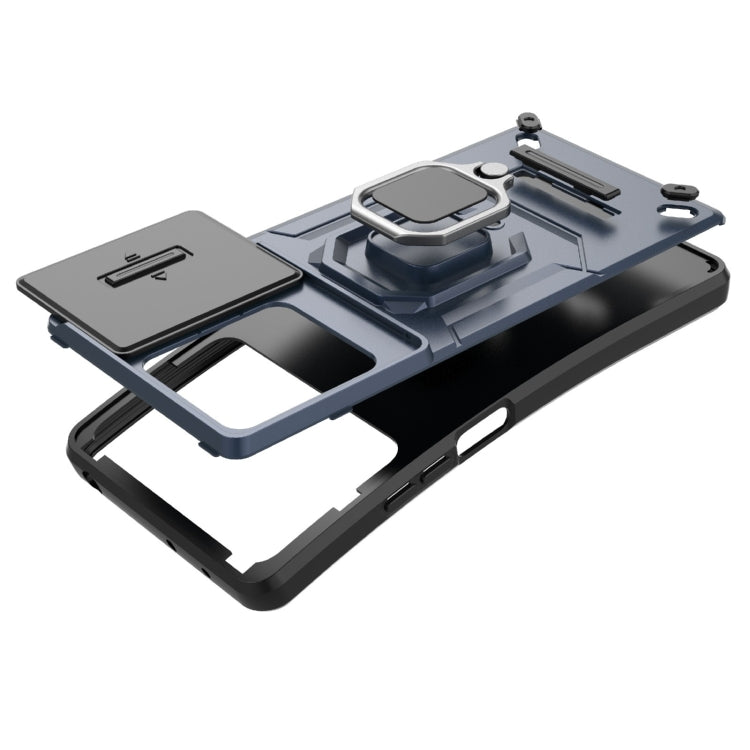 For Xiaomi Redmi Note 13R Pro 5G Sliding Camshield TPU + PC Shockproof Phone Case with Holder(Blue) - Xiaomi Cases by PMC TechLife | Online Shopping South Africa | PMC TechLife | Buy Now Pay Later Mobicred