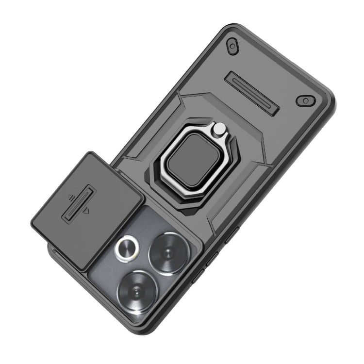 For Xiaomi Redmi Turbo 3 5G Sliding Camshield TPU + PC Shockproof Phone Case with Holder(Blue) - Xiaomi Cases by PMC TechLife | Online Shopping South Africa | PMC TechLife | Buy Now Pay Later Mobicred