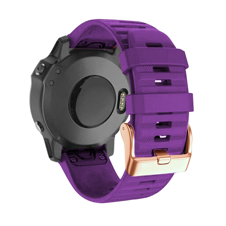 For Garmin Fenix 7S / 6S Pro / 5S Plus 20mm Rose Gold Buckle Quick Release Silicone Watch Band(Purple) - free shipping - PMC TechLife - Order now!