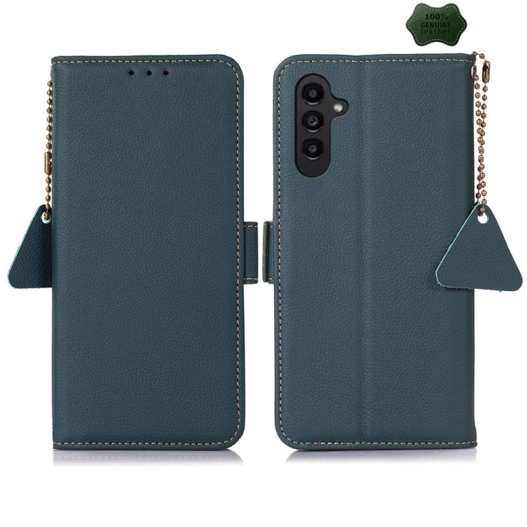 For Samsung Galaxy S24+ Side-Magnetic TJ Genuine Leather RFID Phone Case(Green) - free shipping - PMC Jewellery - Order now!