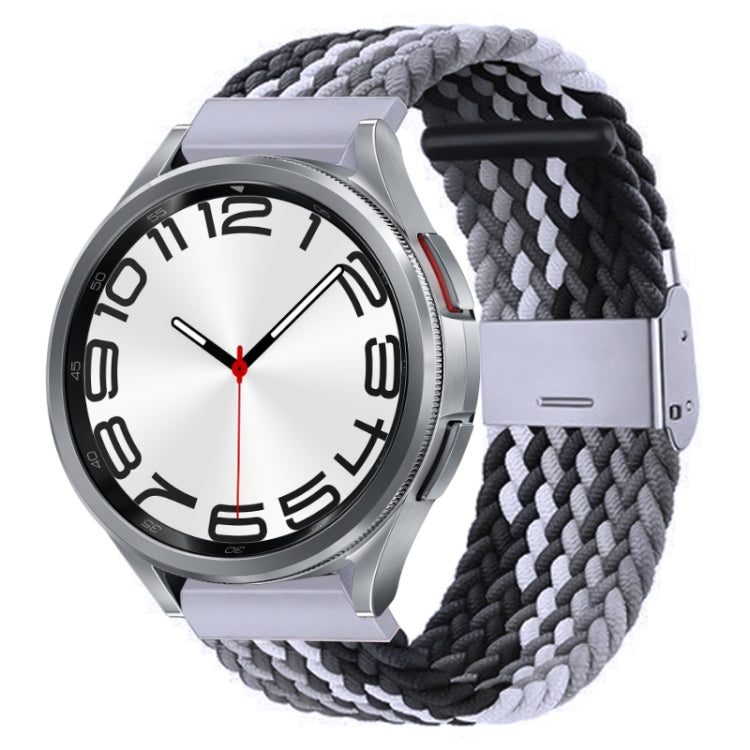 For Samsung Galaxy Watch 6 / 6 Classic Nylon Braided Metal Buckle Watch Band(Z Black Gray) - Watch Bands by PMC TechLife | Online Shopping South Africa | PMC TechLife