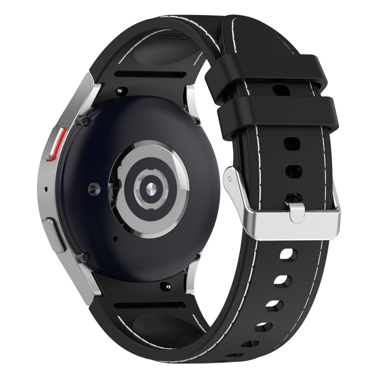 For Samsung Galaxy Watch 6 / 6 Classic Leather Silicone Watch Band(Black+White) - Watch Bands by PMC TechLife | Online Shopping South Africa | PMC TechLife