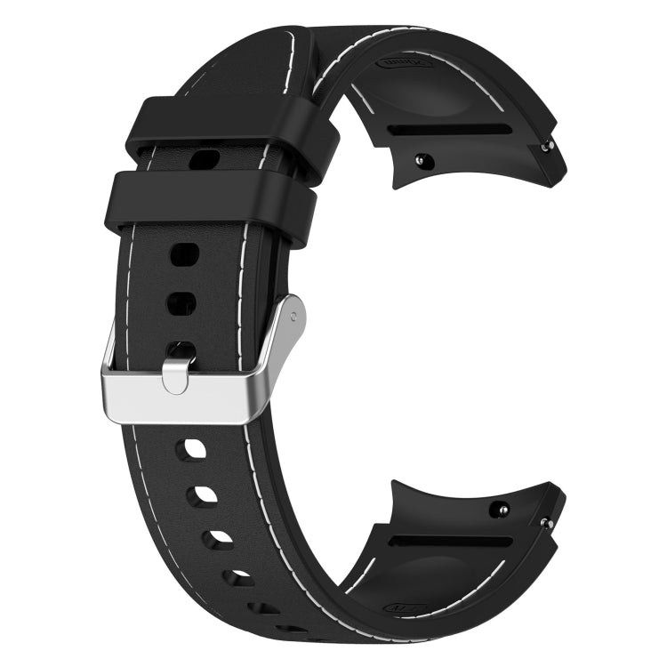 For Samsung Galaxy Watch 6 / 6 Classic Leather Silicone Watch Band(Black+White) - Watch Bands by PMC TechLife | Online Shopping South Africa | PMC TechLife