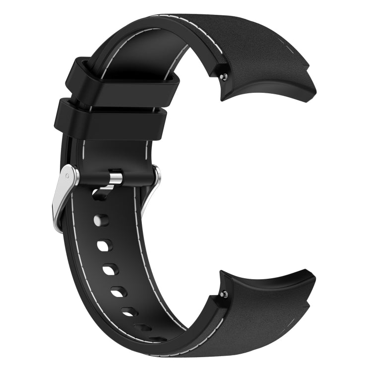 For Samsung Galaxy Watch 6 / 6 Classic Leather Silicone Watch Band(Black+White) - Watch Bands by PMC TechLife | Online Shopping South Africa | PMC TechLife