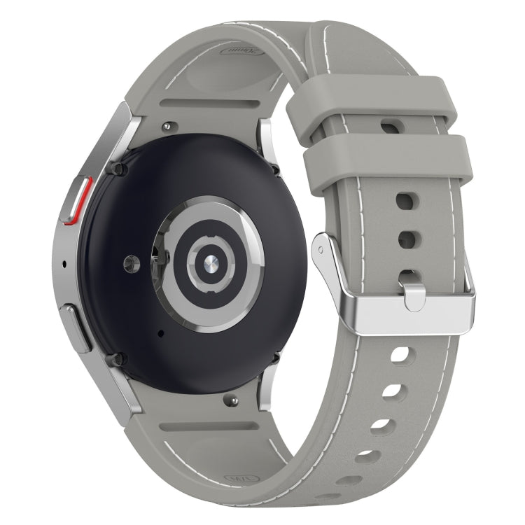For Samsung Galaxy Watch 6 / 6 Classic Leather Silicone Watch Band(Grey) - Watch Bands by PMC TechLife | Online Shopping South Africa | PMC TechLife