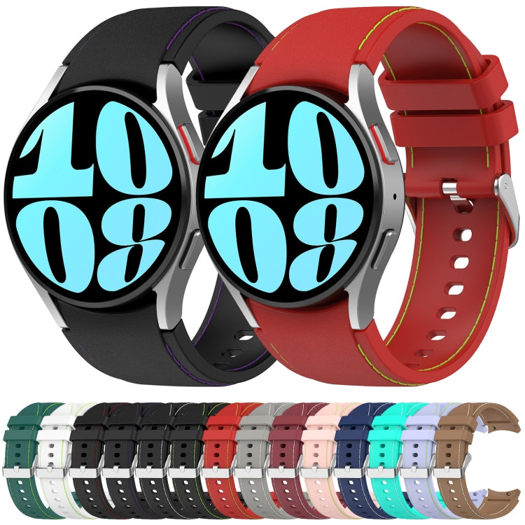 For Samsung Galaxy Watch 6 / 6 Classic Leather Silicone Watch Band(Grey) - Watch Bands by PMC TechLife | Online Shopping South Africa | PMC TechLife