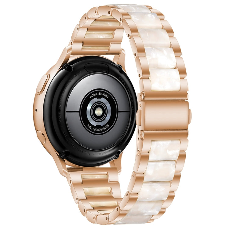For Samsung Galaxy Watch 6 / 6 Classic Three Bead Resin Metal Watch Band(Rose Gold White) - free shipping - PMC TechLife - Order now!