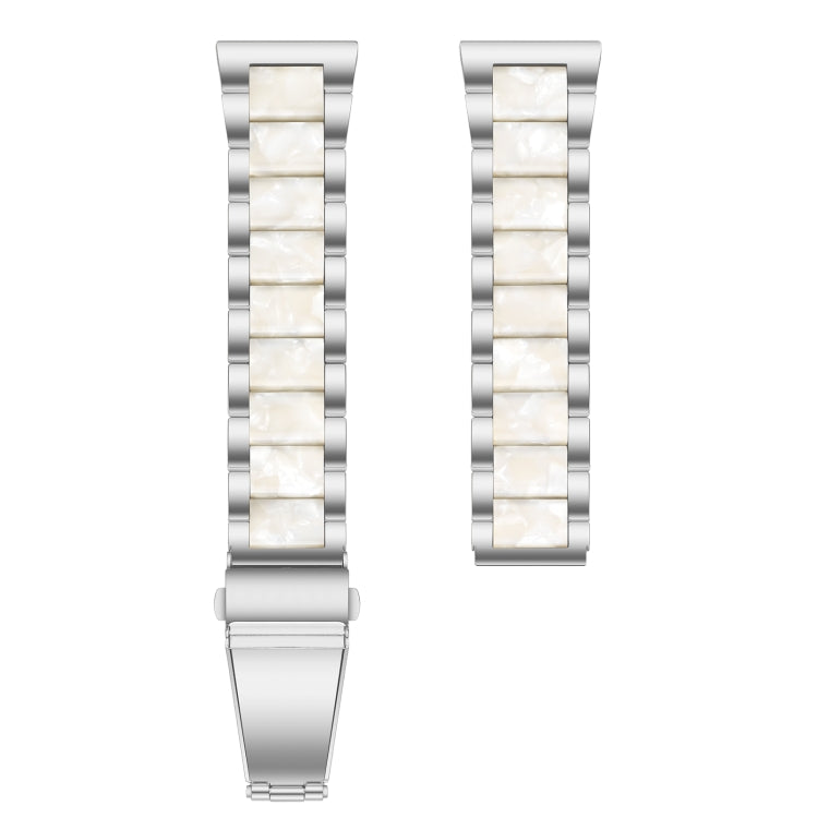 For Samsung Galaxy Watch 6 / 6 Classic Three Bead Resin Metal Watch Band(Silver White) - free shipping - PMC TechLife - Order now!