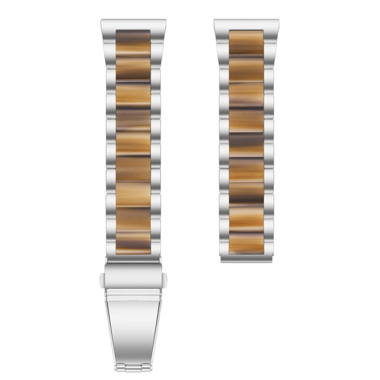 For Samsung Galaxy Watch 6 / 6 Classic Three Bead Resin Metal Watch Band(Silver Brown) - free shipping - PMC TechLife - Order now!