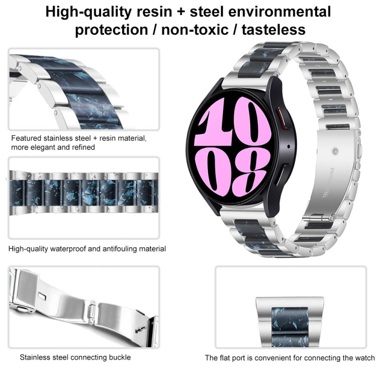For Samsung Galaxy Watch 6 / 6 Classic Three Bead Resin Metal Watch Band(Silver Rainbow) - free shipping - PMC TechLife - Order now!