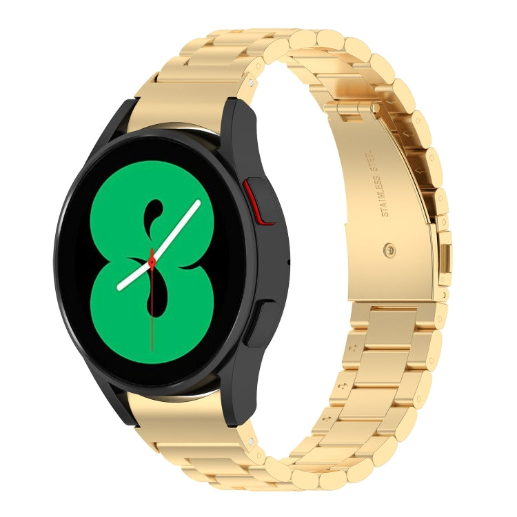 For Samsung Galaxy Watch 6 / 6 Classic Three Bead Stainless Steel Watch Band(Bright Gold) - free shipping - PMC TechLife - Order now!
