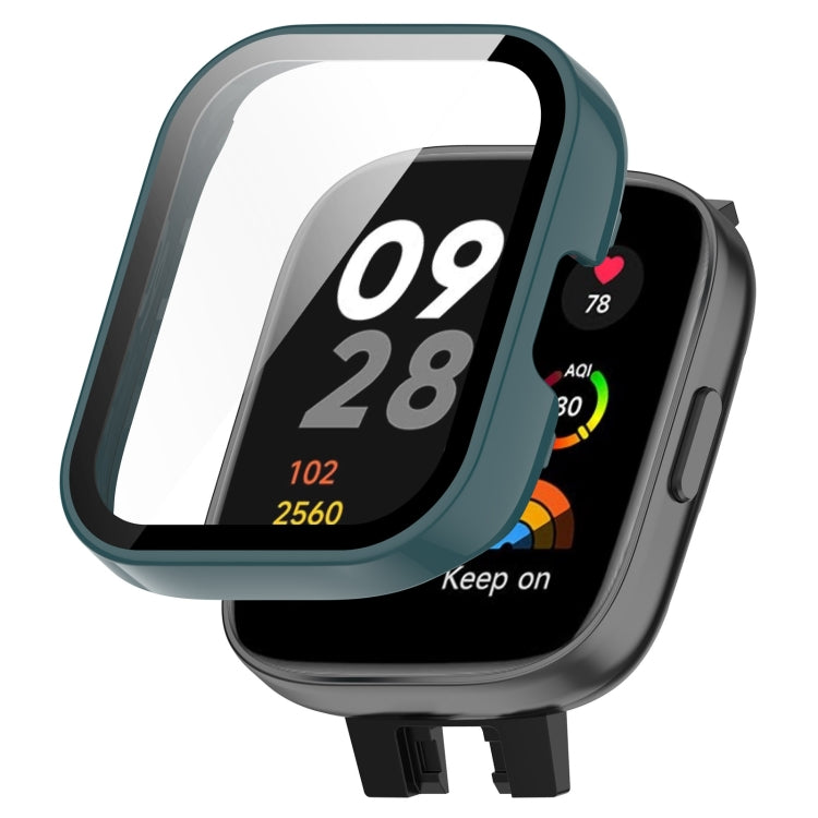 For Xiaomi Mi Watch Lite 3 PC + Tempered Film Integrated Watch Protective Case(Pine Green) - Watch Cases by PMC TechLife | Online Shopping South Africa | PMC TechLife