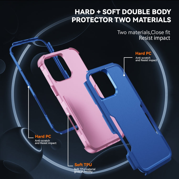 For iPhone 16 Pro Commuter Shockproof TPU + PC Phone Case(Royal Blue+Pink) - iPhone 16 Pro Cases by PMC TechLife | Online Shopping South Africa | PMC TechLife | Buy Now Pay Later Mobicred