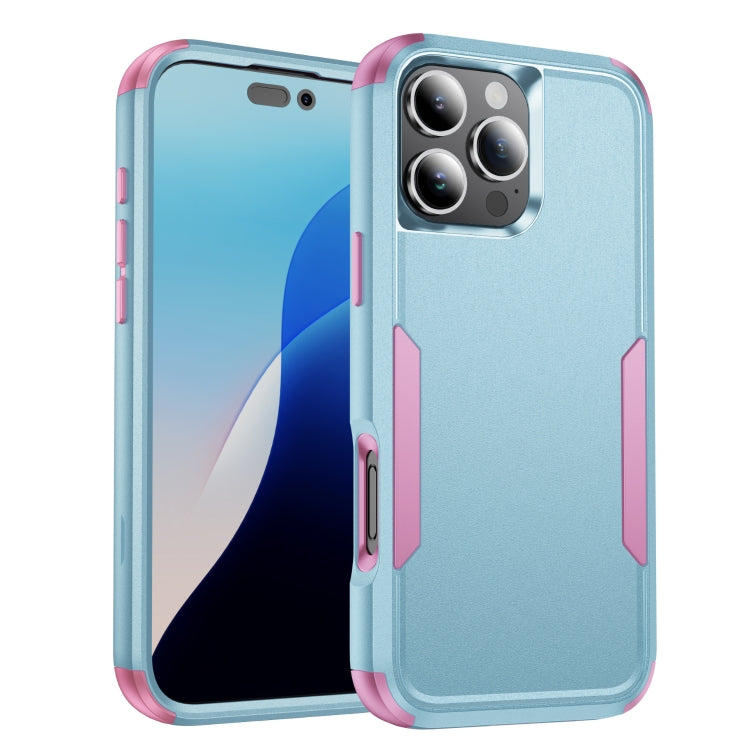 For iPhone 16 Pro Commuter Shockproof TPU + PC Phone Case(Grey Green+Pink) - free shipping - PMC TechLife - Order now!