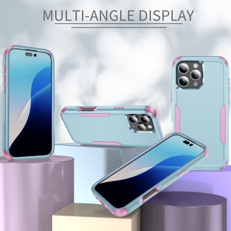 For iPhone 16 Pro Commuter Shockproof TPU + PC Phone Case(Grey Green+Pink) - free shipping - PMC TechLife - Order now!