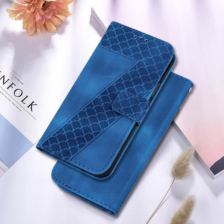 For OPPO Reno11 Global 7-shaped Embossed Leather Phone Case(Blue) -  by PMC TechLife | Online Shopping South Africa | PMC TechLife | Buy Now Pay Later Mobicred