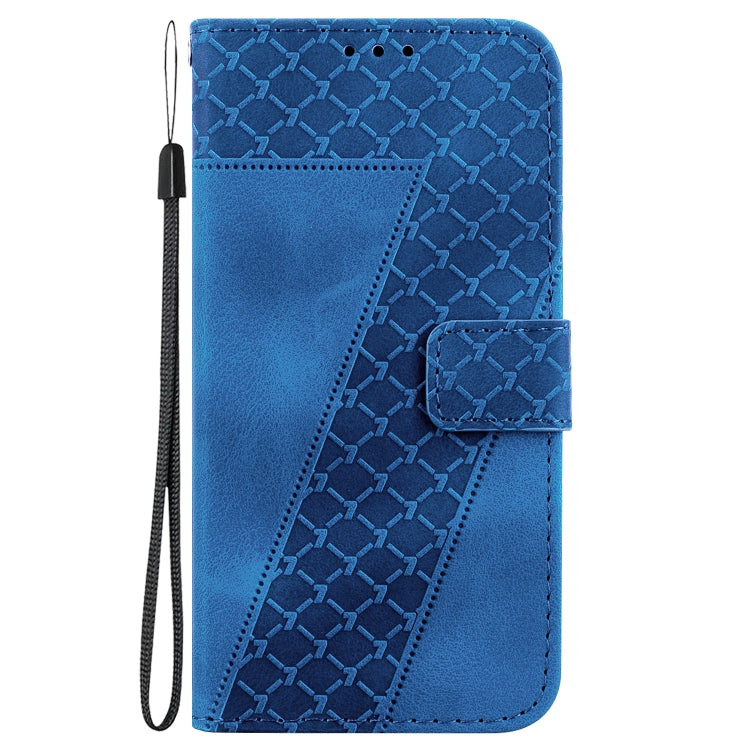 For OPPO Reno11 Global 7-shaped Embossed Leather Phone Case(Blue) -  by PMC TechLife | Online Shopping South Africa | PMC TechLife | Buy Now Pay Later Mobicred