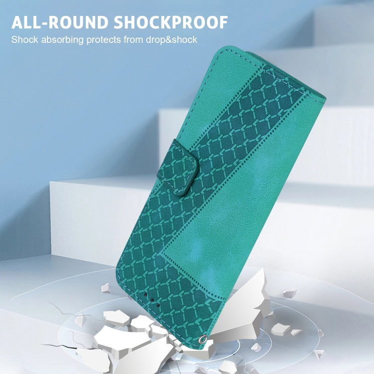 For Realme 12 5G 7-shaped Embossed Leather Phone Case(Green) - Realme Cases by PMC TechLife | Online Shopping South Africa | PMC TechLife | Buy Now Pay Later Mobicred