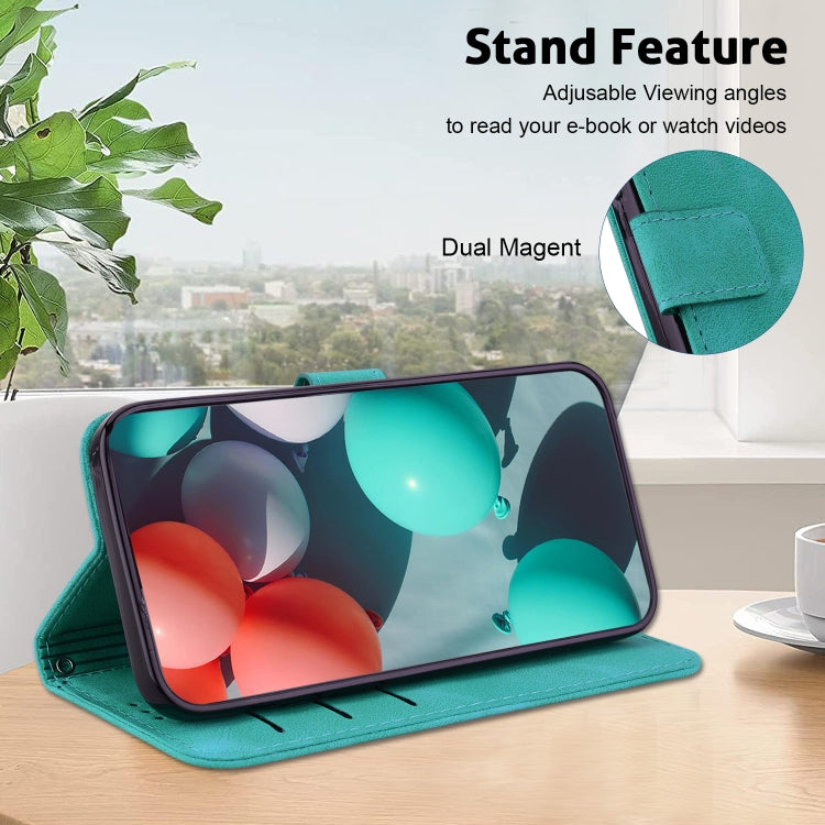 For Realme 12 5G 7-shaped Embossed Leather Phone Case(Green) - Realme Cases by PMC TechLife | Online Shopping South Africa | PMC TechLife | Buy Now Pay Later Mobicred