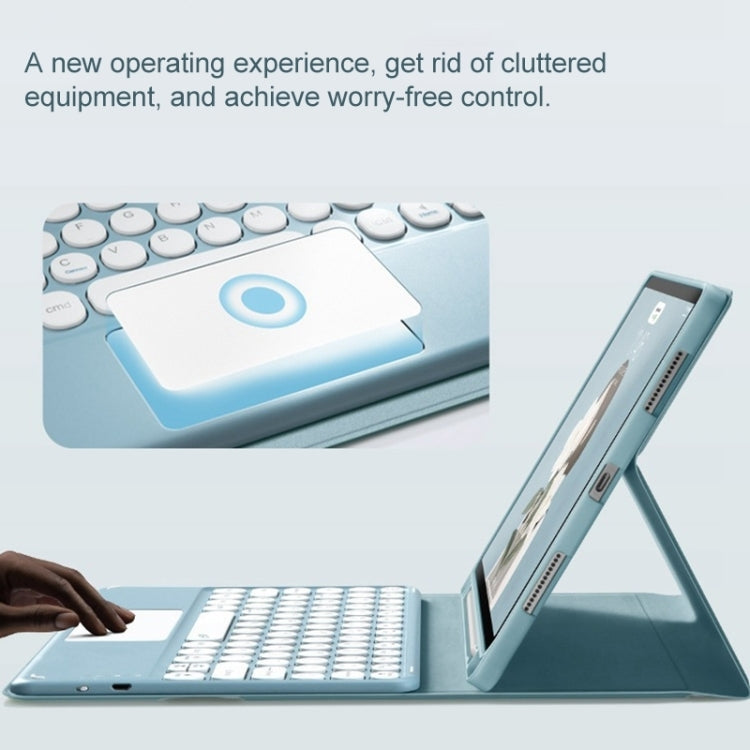 For Samsung Galaxy Tab S8+ / S7 FE / S7+ Round Cap Bluetooth Keyboard Leather Case with Pen Slot & Touchpad(Blue) - free shipping - PMC TechLife - Order now!