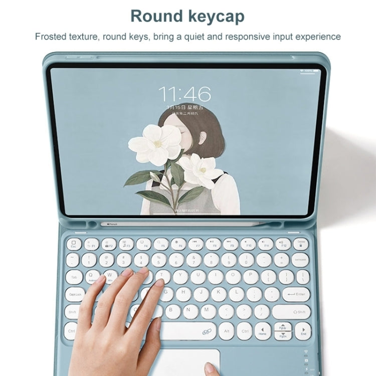 For Samsung Galaxy Tab S8+ / S7 FE / S7+ Round Cap Bluetooth Keyboard Leather Case with Pen Slot & Touchpad(Blue) - free shipping - PMC TechLife - Order now!