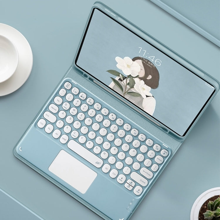 For Samsung Galaxy Tab S8+ / S7 FE / S7+ Round Cap Bluetooth Keyboard Leather Case with Pen Slot & Touchpad(Green) - free shipping - PMC TechLife - Order now!