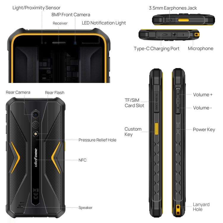 Ulefone Armor X12 Pro, 4GB+64GB, IP68/IP69K Rugged Phone, 5.45 inch Android 13 MediaTek Helio G36 Octa Core, Network: 4G, NFC(Some Orange) - free shipping - PMC TechLife - Order now!