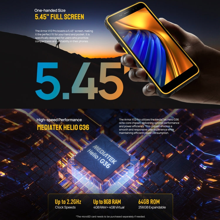 Ulefone Armor X12 Pro, 4GB+64GB, IP68/IP69K Rugged Phone, 5.45 inch Android 13 MediaTek Helio G36 Octa Core, Network: 4G, NFC(Less Green) - free shipping - PMC TechLife - Order now!