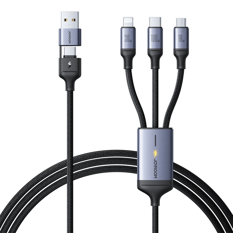 JOYROOM A21 3.5A USB+Type-C to 8 Pin+Type-C+Micro USB 3 in 2 Charging Cable, Length: 1.2m(Black) - free shipping - PMC Jewellery - Order now!