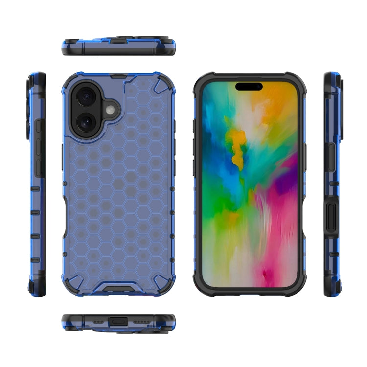 For iPhone 16 Honeycomb Shockproof Phone Case(Blue) - iPhone 16 Cases by PMC TechLife | Online Shopping South Africa | PMC TechLife | Buy Now Pay Later Mobicred