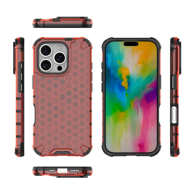 For iPhone 16 Pro Honeycomb Shockproof Phone Case(Red) - iPhone 16 Pro Cases by PMC TechLife | Online Shopping South Africa | PMC TechLife | Buy Now Pay Later Mobicred