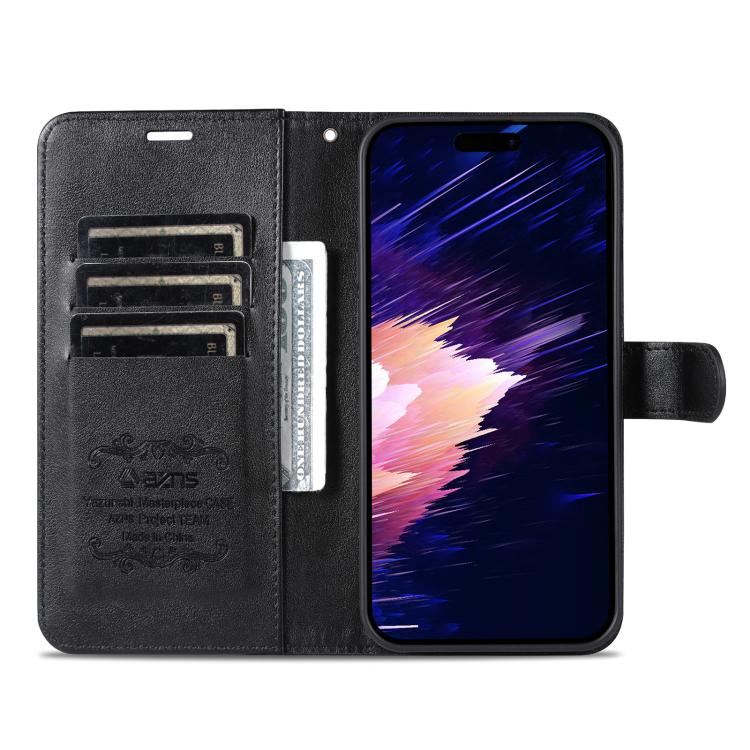 For iPhone 16e AZNS Sheepskin Texture Flip Leather Phone Case(Black) - iPhone 16e Cases by AZNS | Online Shopping South Africa | PMC TechLife | Buy Now Pay Later Mobicred