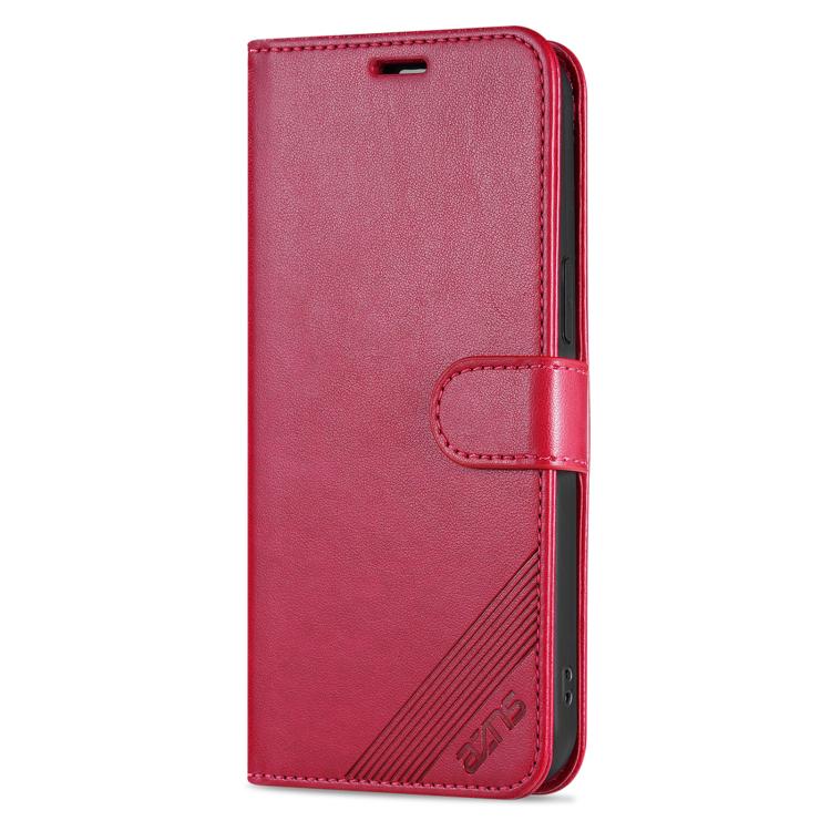 For iPhone 16e AZNS Sheepskin Texture Flip Leather Phone Case(Red) - iPhone 16e Cases by AZNS | Online Shopping South Africa | PMC TechLife | Buy Now Pay Later Mobicred