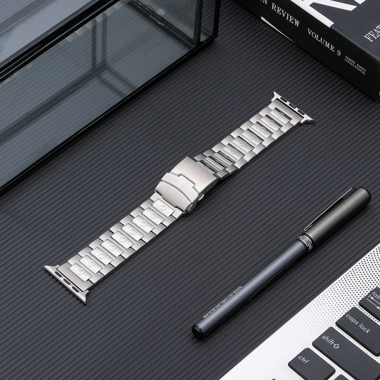 For Apple Watch Series 8 41mm Safety Buckle Titanium Steel Watch Band(Silver) - Watch Bands by PMC TechLife | Online Shopping South Africa | PMC TechLife