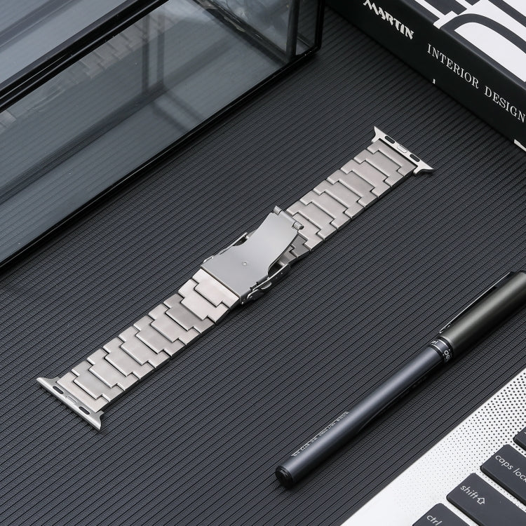 For Apple Watch Series 8 41mm Safety Buckle Titanium Steel Watch Band(Silver) - Watch Bands by PMC TechLife | Online Shopping South Africa | PMC TechLife