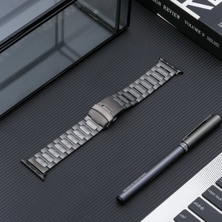 For Apple Watch Series 8 45mm Safety Buckle Titanium Steel Watch Band(Grey) - Watch Bands by PMC TechLife | Online Shopping South Africa | PMC TechLife