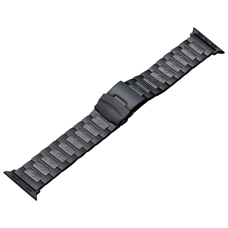 For Apple Watch Series 7 45mm Safety Buckle Titanium Steel Watch Band(Black) - Watch Bands by PMC TechLife | Online Shopping South Africa | PMC TechLife