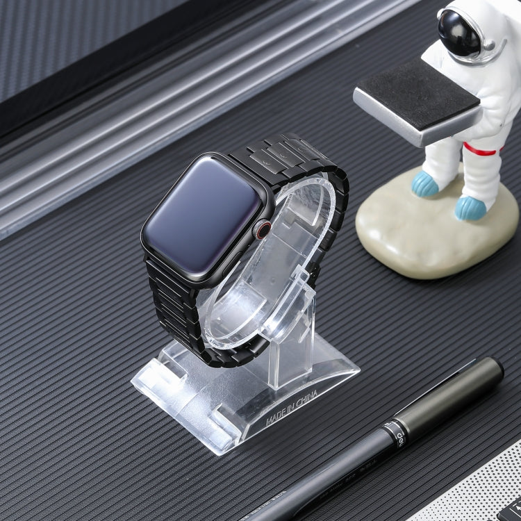 For Apple Watch Series 7 45mm Safety Buckle Titanium Steel Watch Band(Black) - Watch Bands by PMC TechLife | Online Shopping South Africa | PMC TechLife