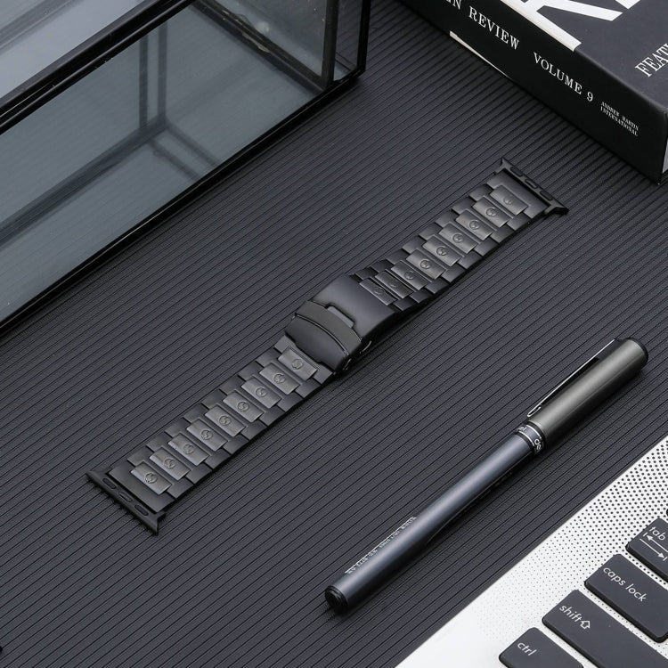 For Apple Watch Series 4 44mm Safety Buckle Titanium Steel Watch Band(Black) - Watch Bands by PMC TechLife | Online Shopping South Africa | PMC TechLife