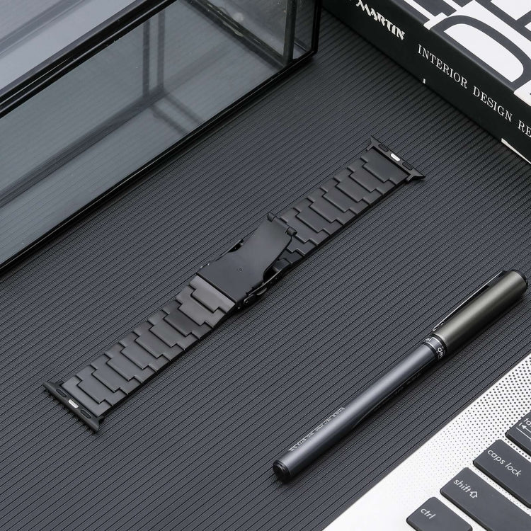 For Apple Watch Series 4 44mm Safety Buckle Titanium Steel Watch Band(Black) - Watch Bands by PMC TechLife | Online Shopping South Africa | PMC TechLife