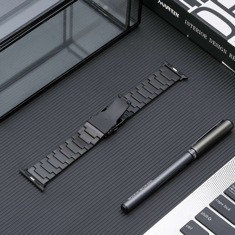 For Apple Watch SE 2023 40mm Safety Buckle Titanium Steel Watch Band(Black) - Watch Bands by PMC TechLife | Online Shopping South Africa | PMC TechLife