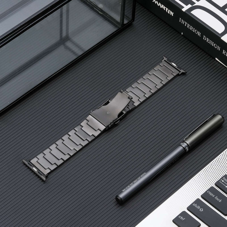For Apple Watch SE 2023 40mm Safety Buckle Titanium Steel Watch Band(Grey) - Watch Bands by PMC TechLife | Online Shopping South Africa | PMC TechLife