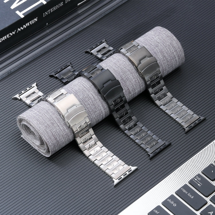 For Apple Watch Series 7 41mm Safety Buckle Titanium Steel Watch Band(Silver) - Watch Bands by PMC TechLife | Online Shopping South Africa | PMC TechLife