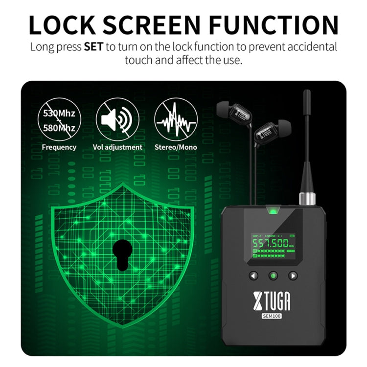 XTUGA SEM100 Professional Wireless In Ear Monitor System 1 BodyPacks(EU Plug) - Microphone by XTUGA | Online Shopping South Africa | PMC Jewellery | Buy Now Pay Later Mobicred